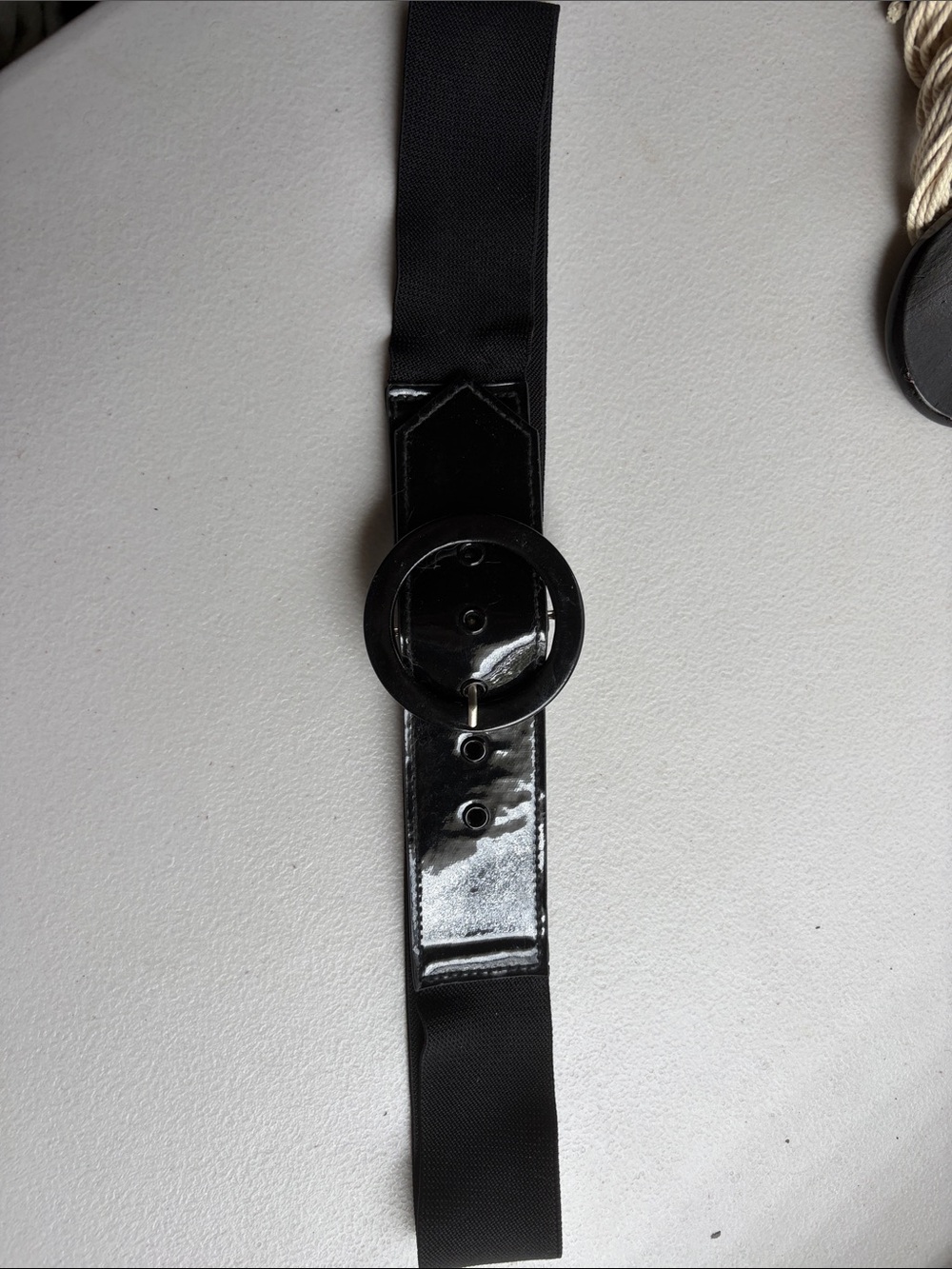 Black Patent Belt with Round Gloss Buckle